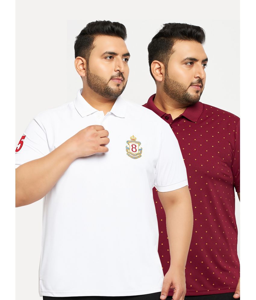     			Auxamis Cotton Blend Regular Fit Embroidered Half Sleeves Men's Polo T Shirt - White ( Pack of 2 )