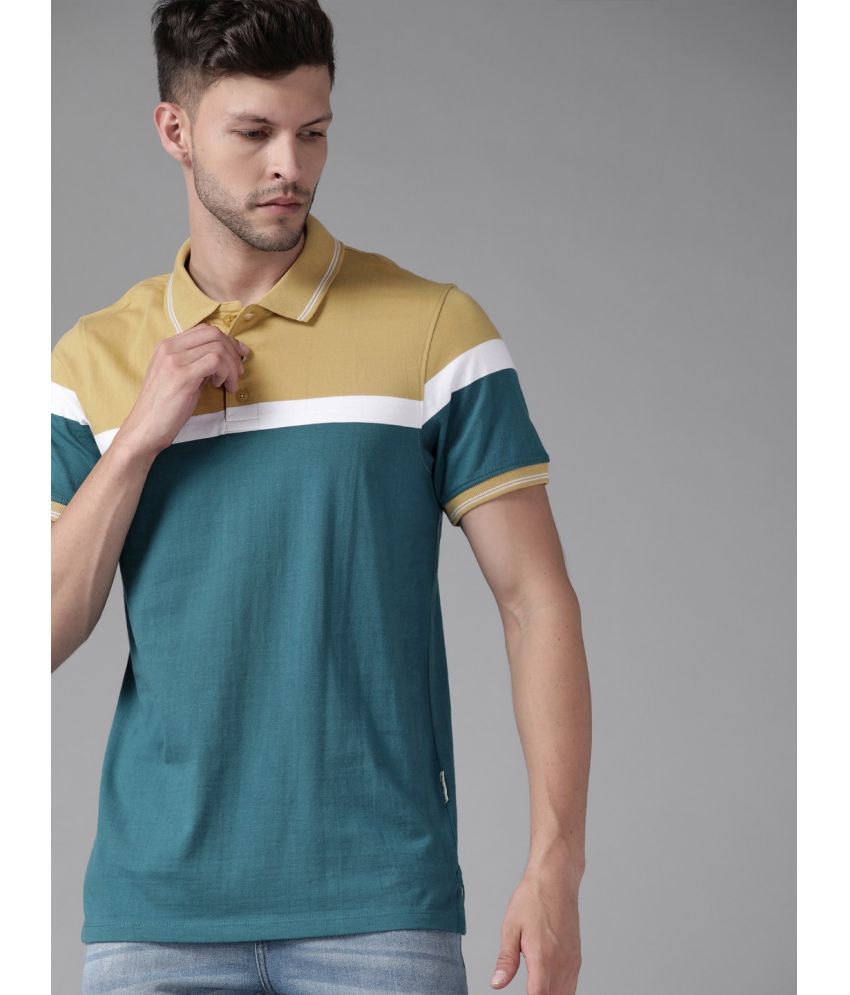     			Auxamis Cotton Blend Regular Fit Colorblock Half Sleeves Men's Polo T Shirt - Khakhi ( Pack of 1 )