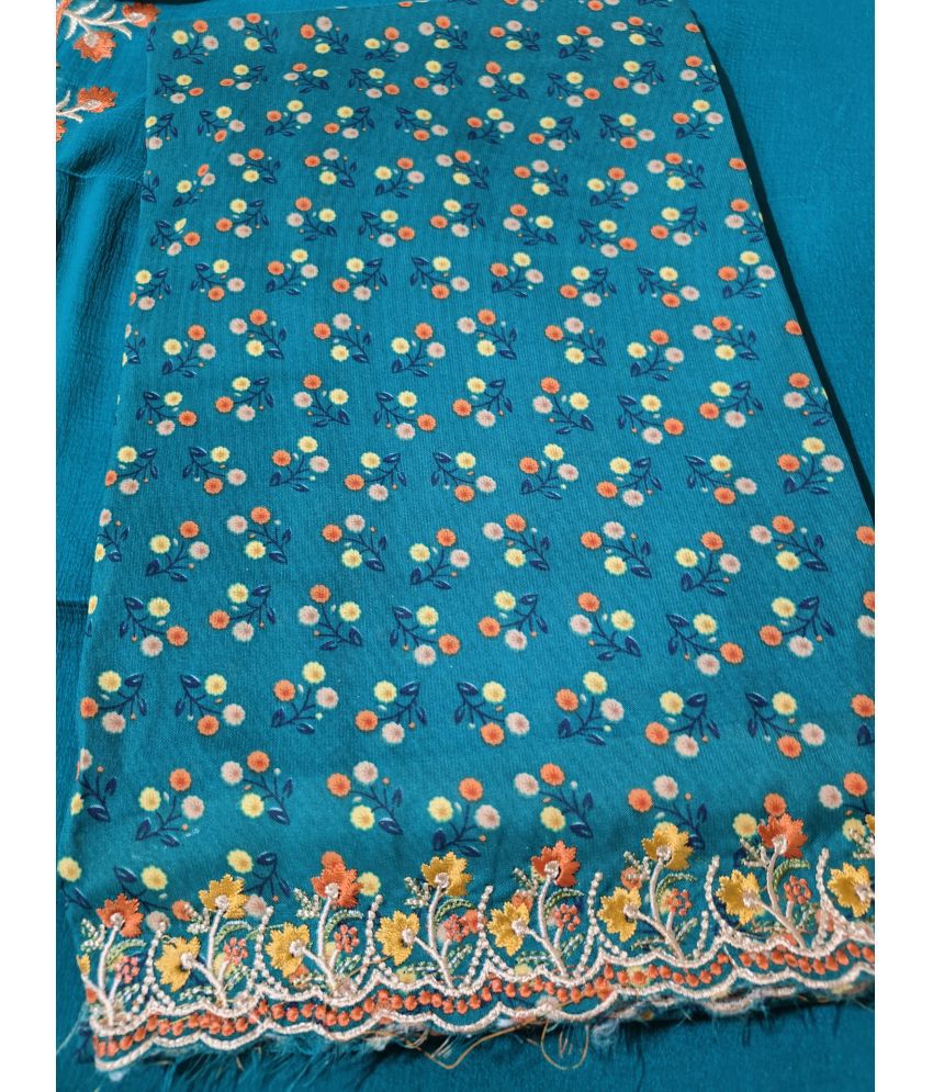     			BBQSTYLE Unstitched Cotton Printed Dress Material - Blue ( Pack of 1 )