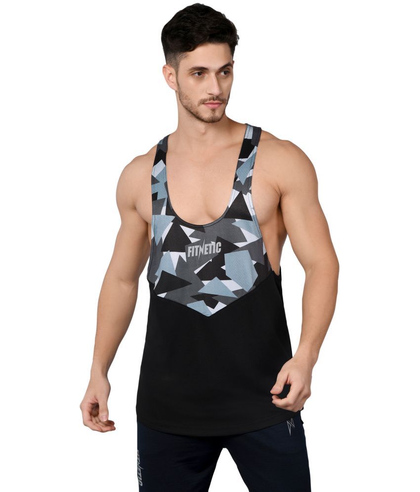     			FITNETIC Polyester Men's Vest ( Black )