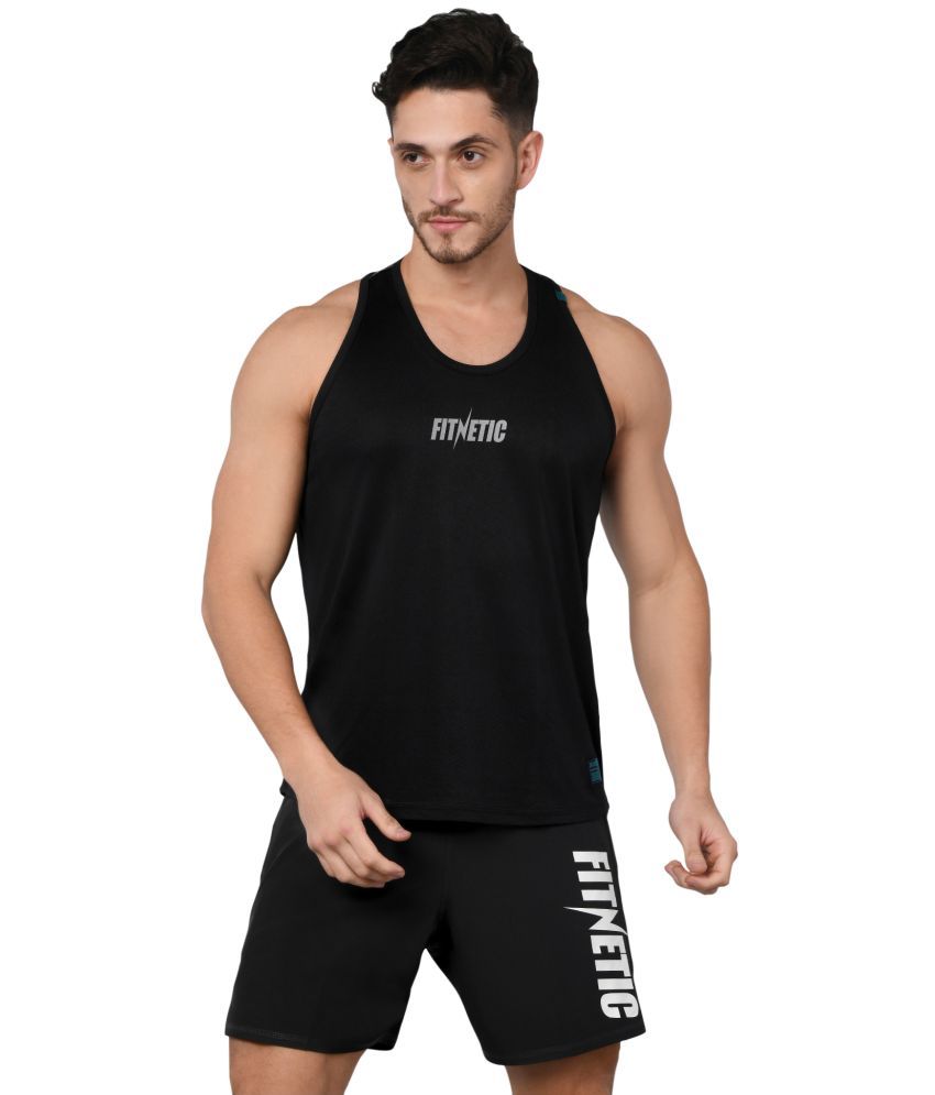     			FITNETIC Polyester Men's Vest ( Black )