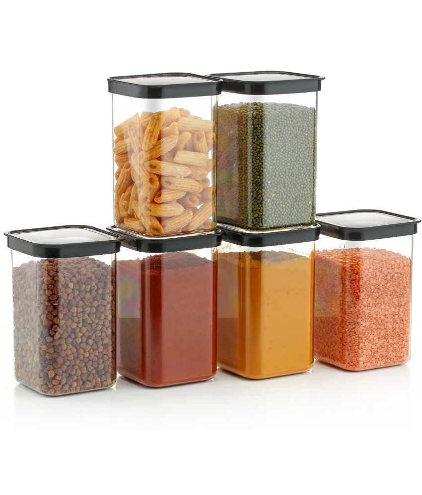     			HOMETALES Dal/Pasta/Grocery Plastic Black Dal Container ( Set of 6 )