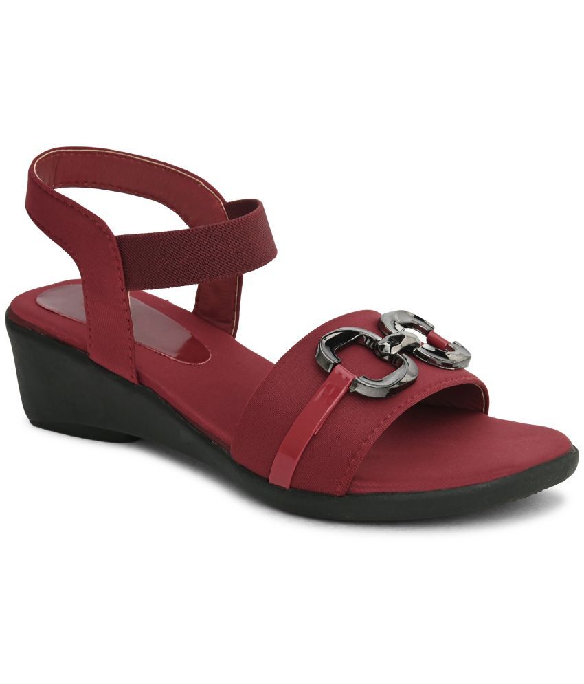     			JM Looks Maroon Women's Sandal Heels