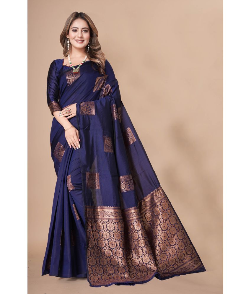     			KALIPATRA Banarasi Silk Embellished Saree With Blouse Piece - Blue ( Pack of 1 )