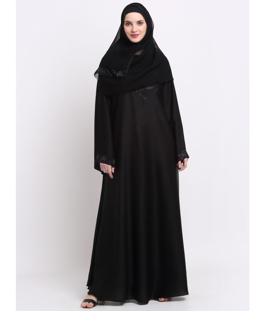     			Klotthe Black Polyester Unstitched Burqas without Hijab - Single