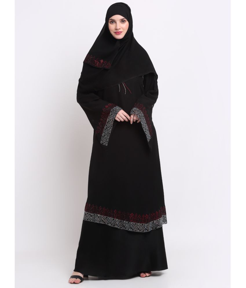     			Klotthe Black Polyester Unstitched Burqas without Hijab - Single