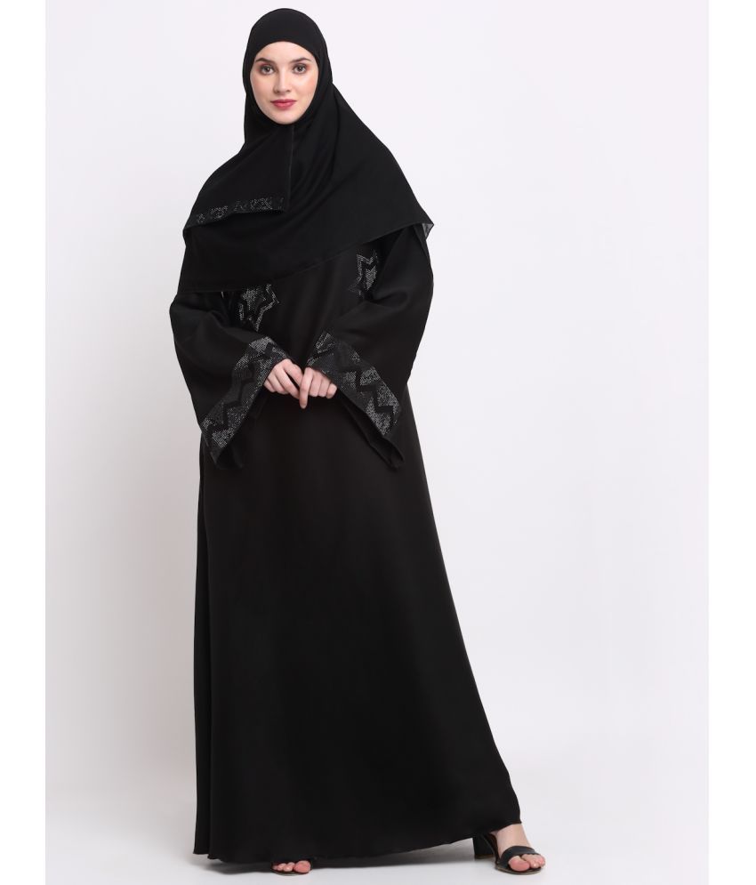     			Klotthe Black Polyester Unstitched Burqas without Hijab - Single