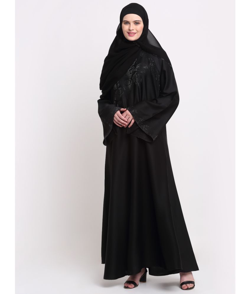     			Klotthe Black Polyester Unstitched Burqas without Hijab - Single