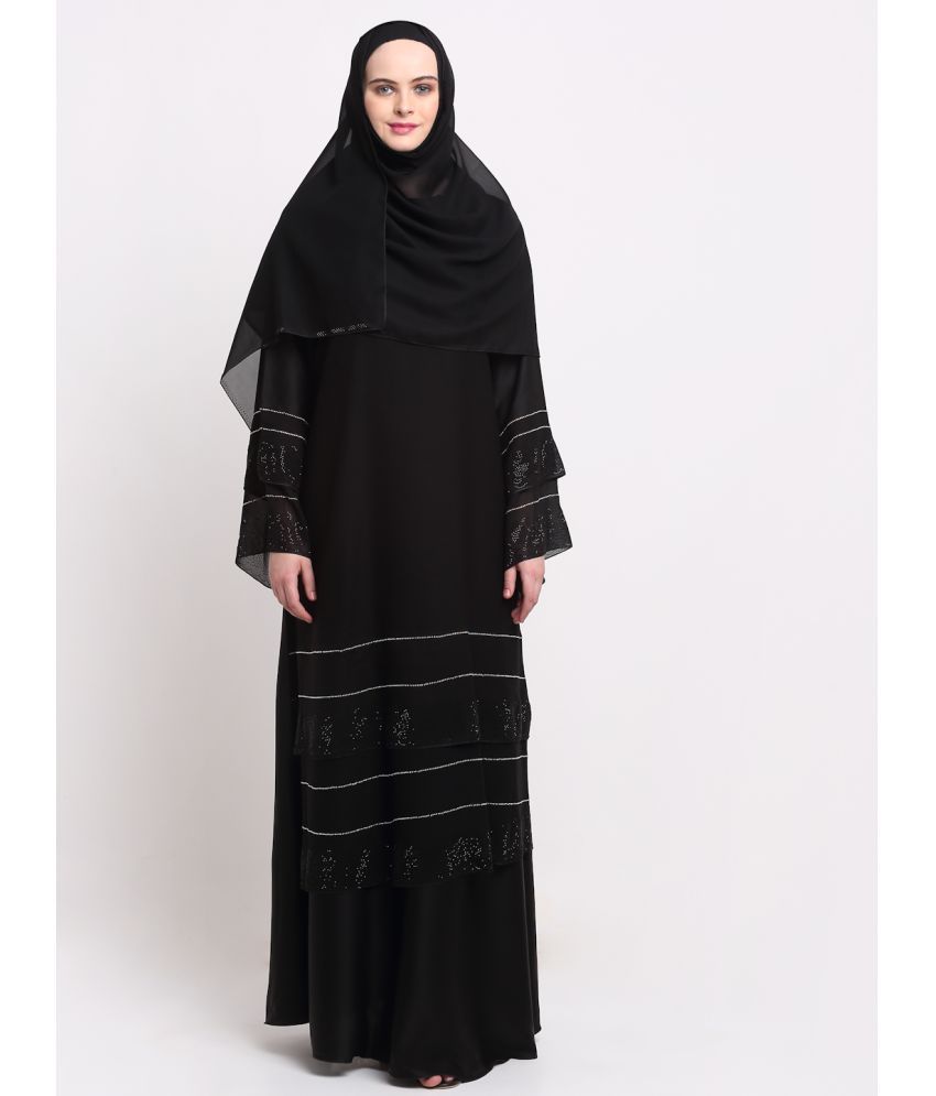     			Klotthe Black Polyester Unstitched Burqas without Hijab - Single