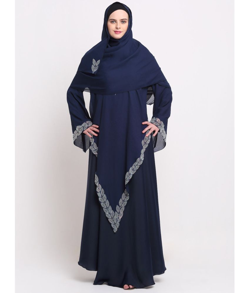     			Klotthe Blue Polyester Unstitched Burqas without Hijab - Single