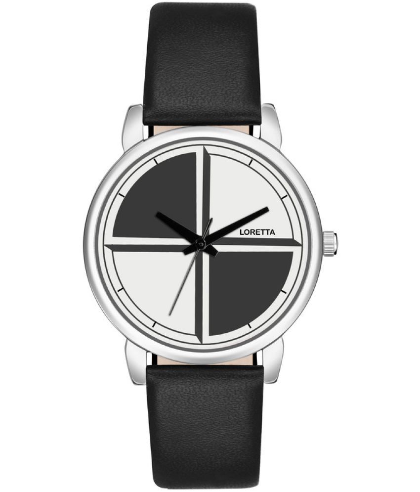     			Loretta Black Leather Analog Womens Watch