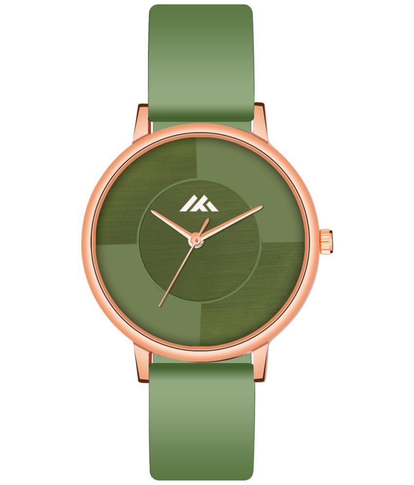     			Loretta Green Leather Analog Womens Watch