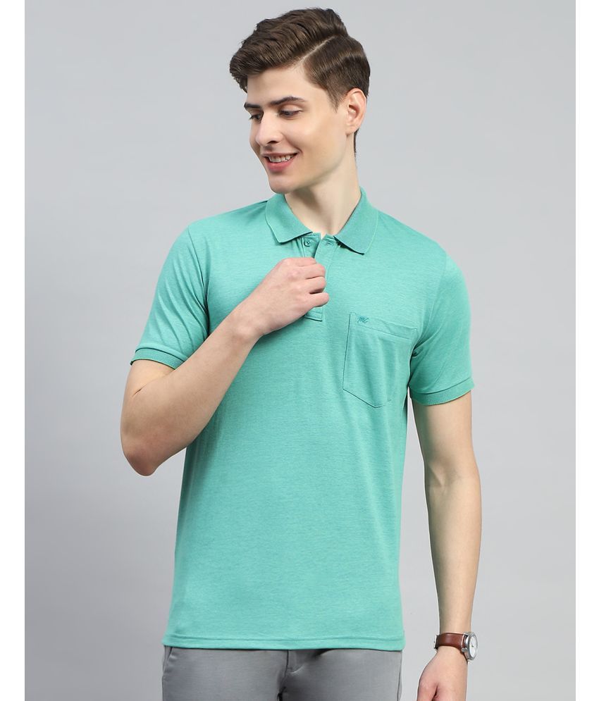     			Monte Carlo Pack of 1 Cotton Blend Regular Fit Solid Half Sleeves Men's Polo T Shirt ( Turquoise )