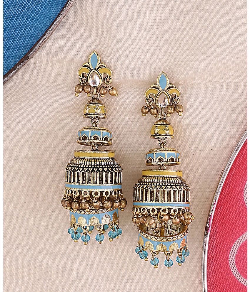     			Voylla Gold Jhumki Earrings ( Pack of 1 )