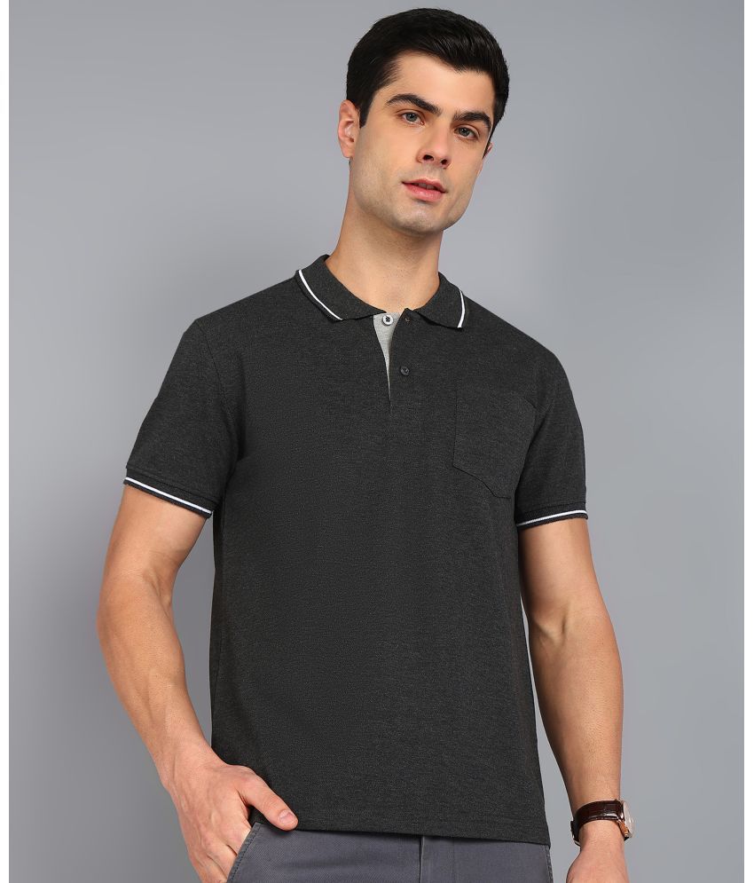     			XFOX Cotton Blend Regular Fit Solid Half Sleeves Men's Polo T Shirt - Charcoal Grey ( Pack of 1 )