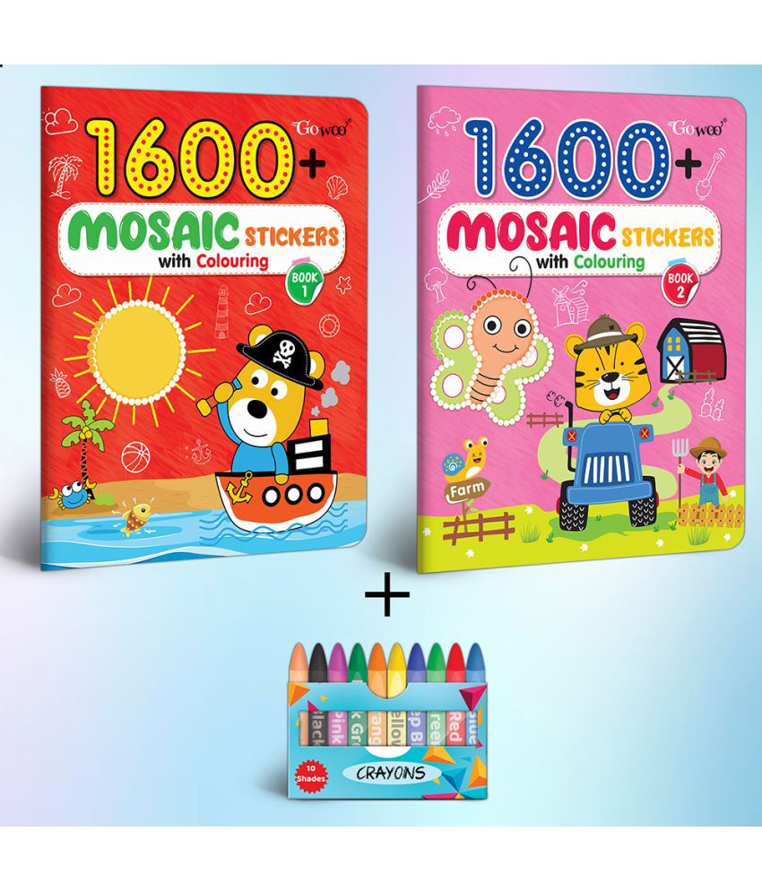     			"1600 MOSAIC STICKERS WITH COLOURING - BOOK 1 & 2 with 10 WAX CRAYONS| Discover, Create, Color: Mosaic Marvels"