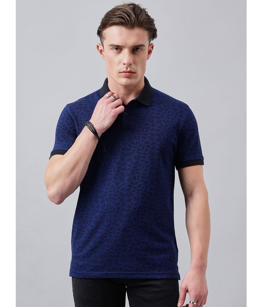    			98 Degree North Cotton Blend Regular Fit Printed Half Sleeves Men's Polo T Shirt - Navy Blue ( Pack of 1 )