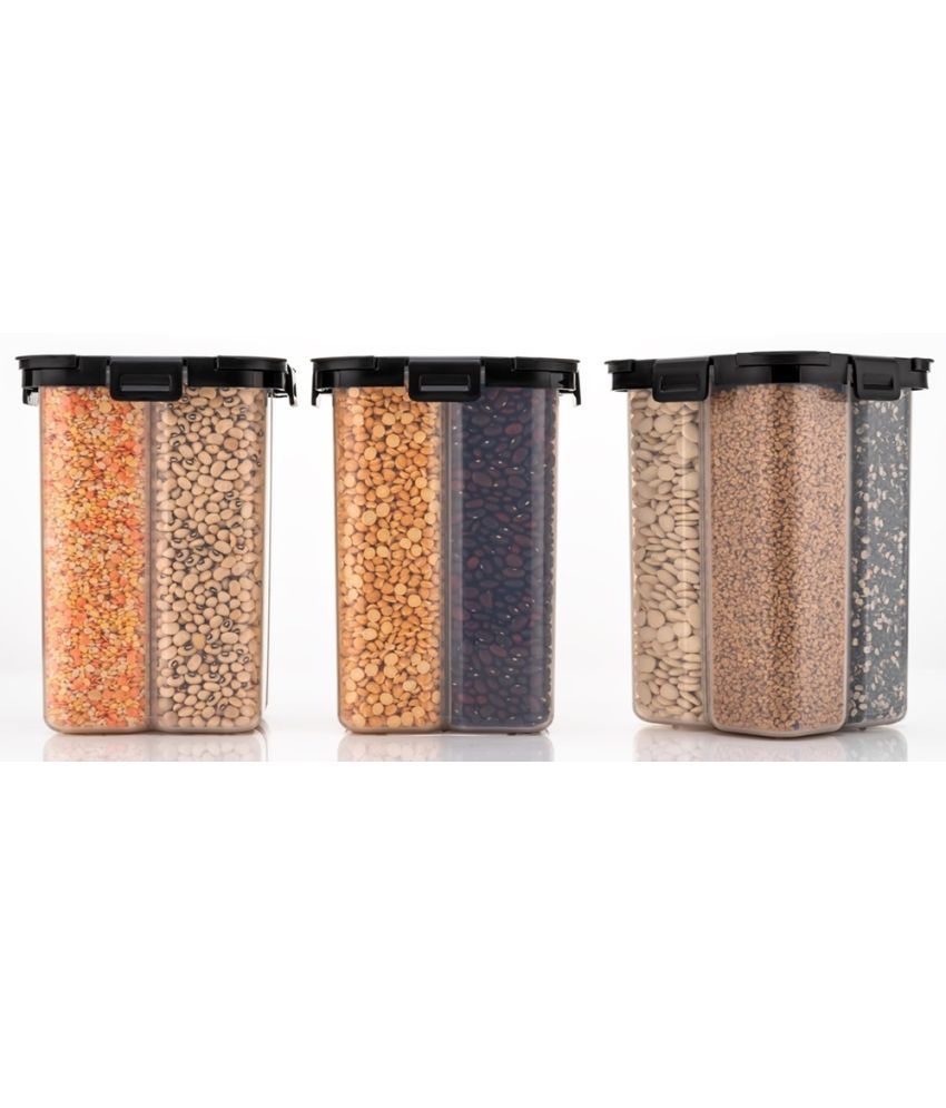     			Analog Kitchenware Dal/Pasta/Grocery PET Black Multi-Purpose Container ( Set of 3 )