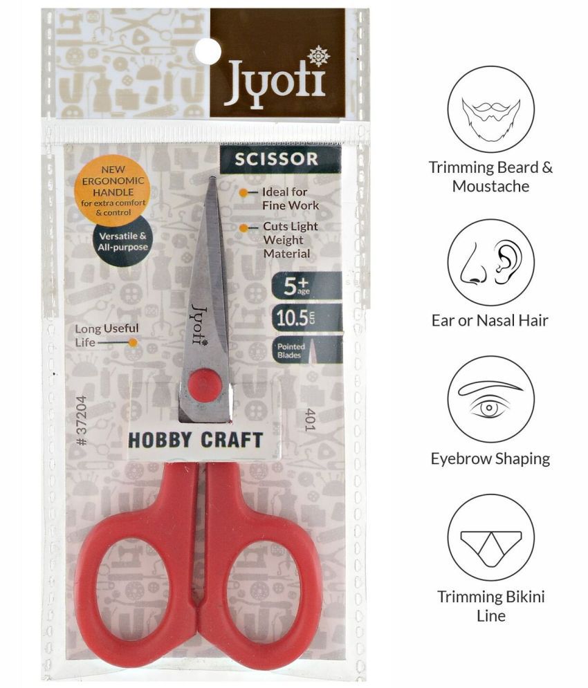     			Jyoti Scissor for Hobby Craft Use - 401 (4 Inch) Stainless Steel Blades with Plastic Handle - Pack of 3