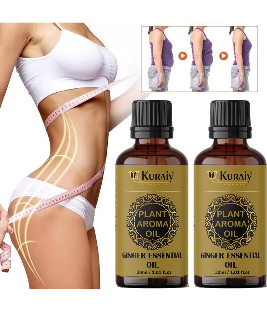     			KURAIY Fat Loss Oil, Drainage Oil 30ml Belly Natural Drainage Ginger Oil Essential Pack of 2