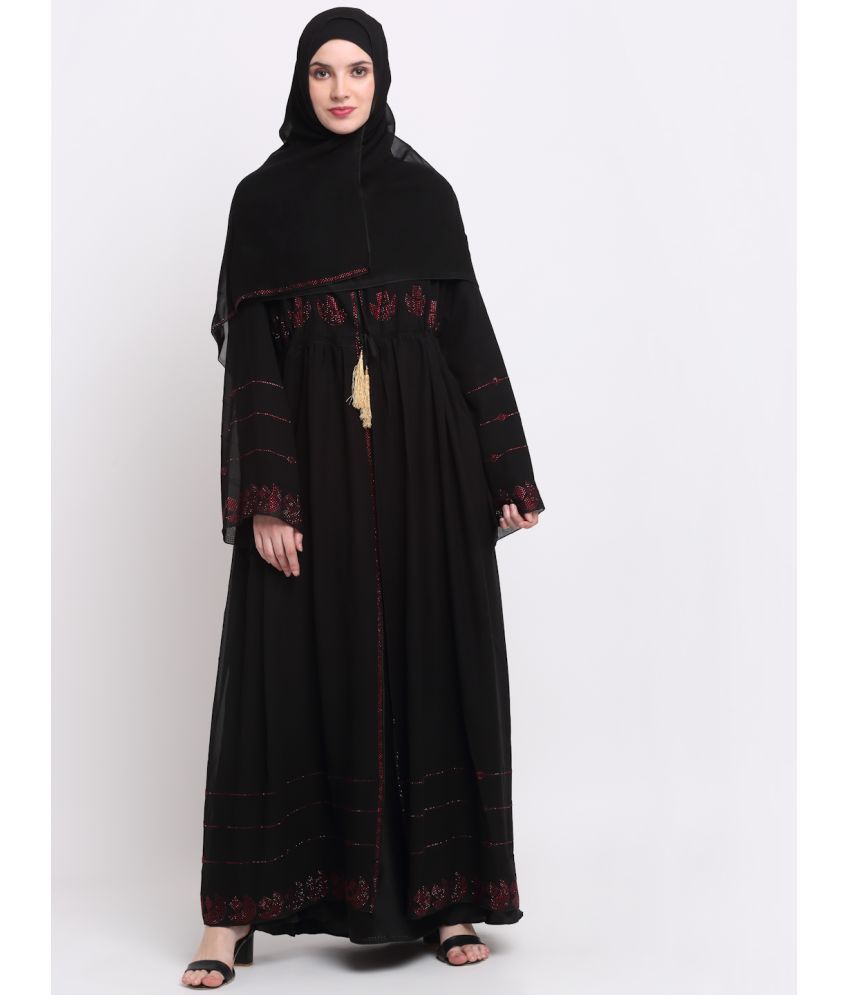     			Klotthe Black Polyester Unstitched Burqas without Hijab - Single