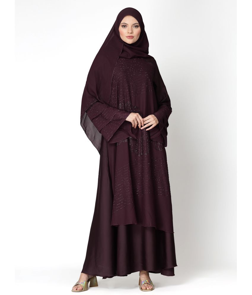     			Klotthe Purple Polyester Unstitched Burqas without Hijab - Single