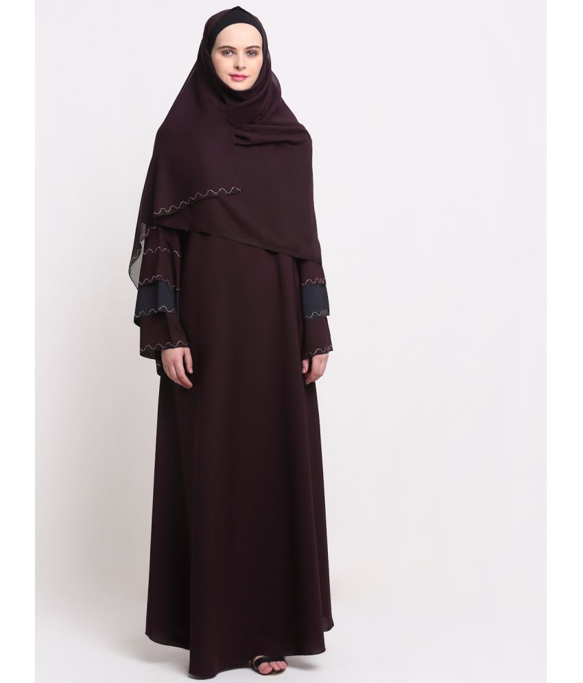     			Klotthe Red Polyester Unstitched Burqas without Hijab - Single