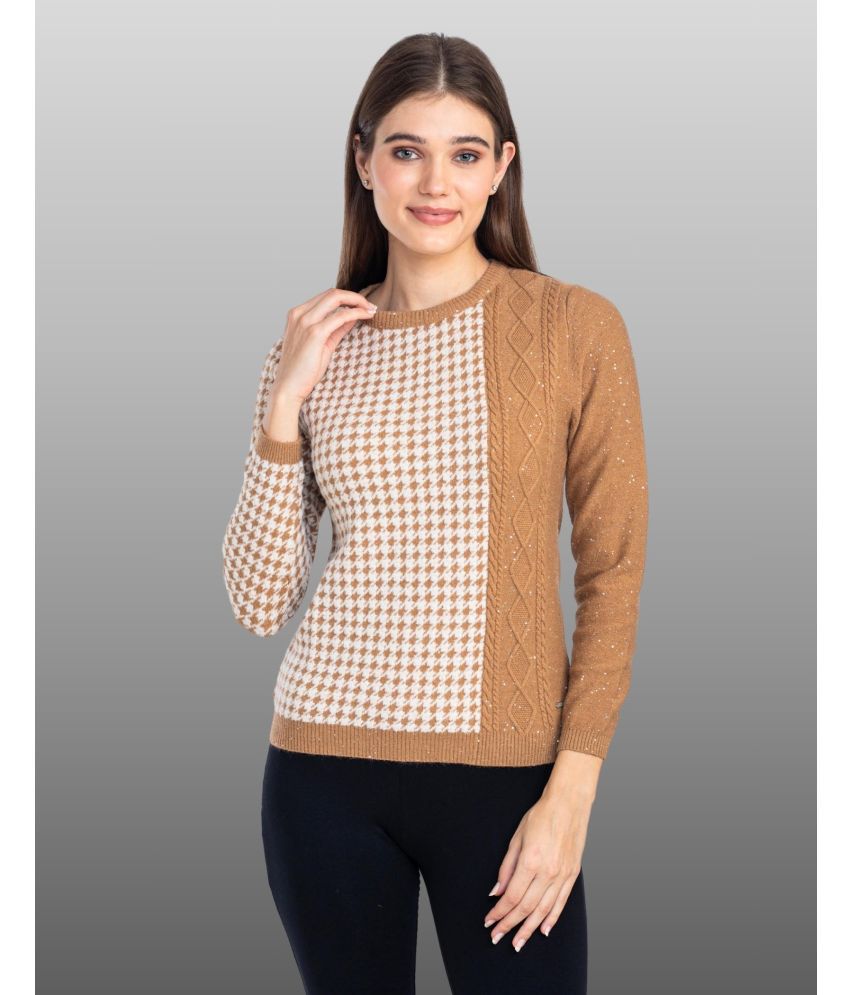     			Moda Elementi Woollen Round Neck Women's Pullovers - Beige ( )