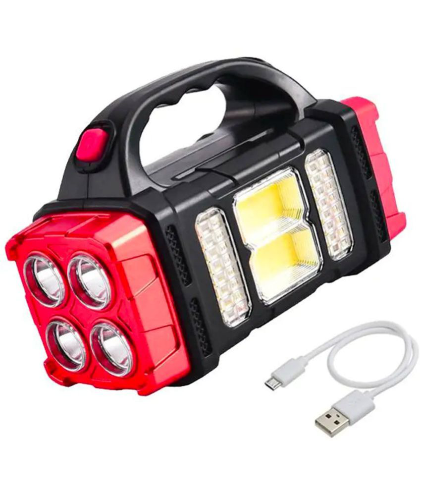     			Portable Flashlight torch with 4 light modes (front + rear + 2 side shifts lights) for Hiking and Camping.