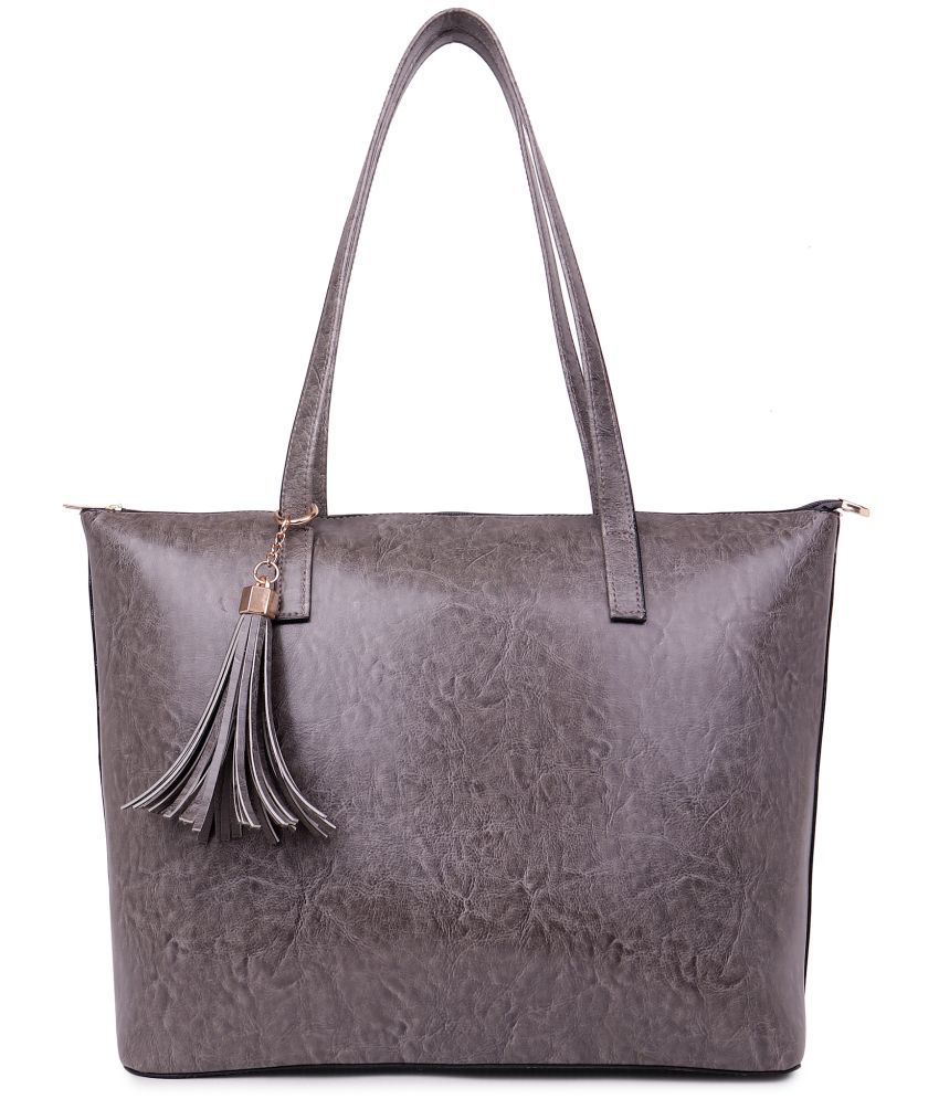     			Style Smith Light Grey Faux Leather Tote Bag