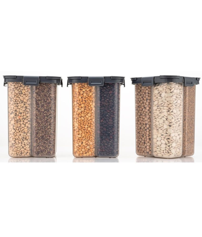     			analog kichenware Dal/Pasta/Grocery PET Grey Dal Container ( Set of 3 )
