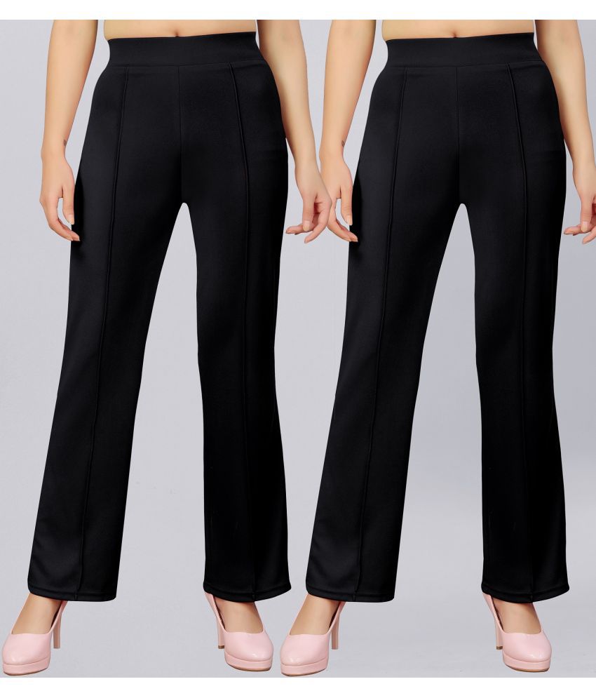     			Gazal Fashions Black Cotton Blend Bootcut Women's Bootcut Pants ( Pack of 2 )