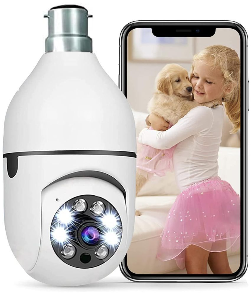     			IBOTZ Bulb Shape Indoor HD 3MP CCTV WiFi Camera | Pan/Tilt & Wide Angle | Two- Way Audio | Color Night Vision |Supports 128GB SD Card| Perfect for Home, Shop, Godown & Office Monitoring |B22 Holder
