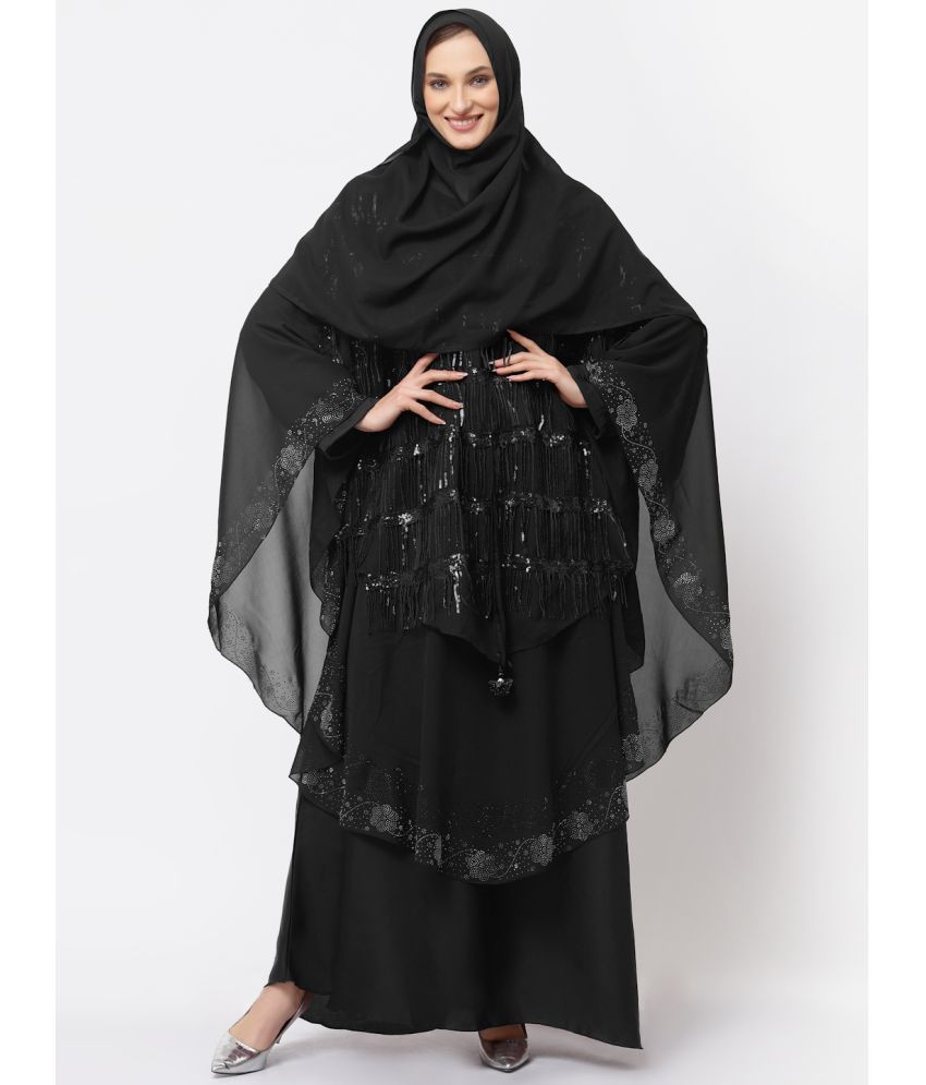     			Klotthe Black Polyester Unstitched Burqas without Hijab - Single