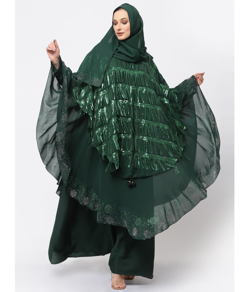     			Klotthe Green Polyester Unstitched Burqas without Hijab - Single