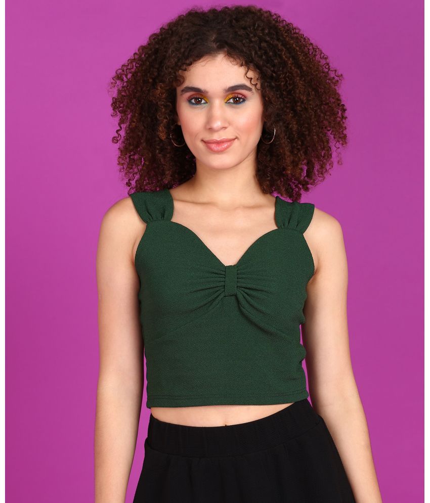     			POPWINGS Green Polyester Women's Crop Top ( Pack of 1 )