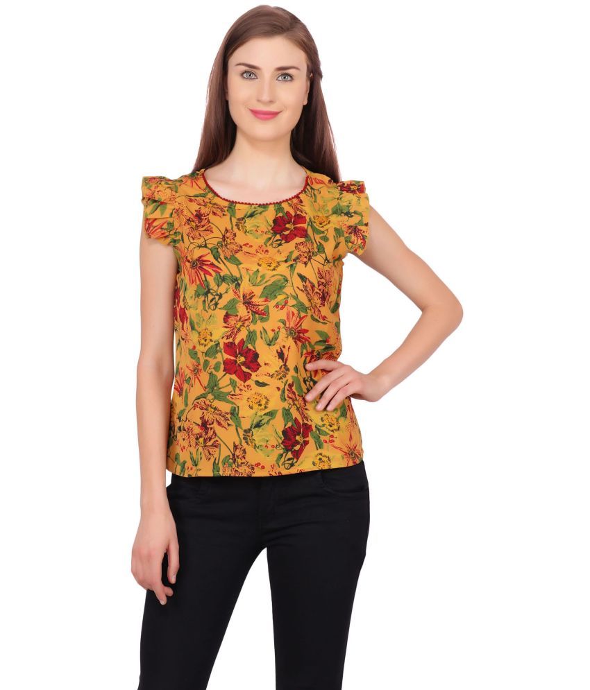     			POPWINGS Mustard Polyester Women's Regular Top ( Pack of 1 )