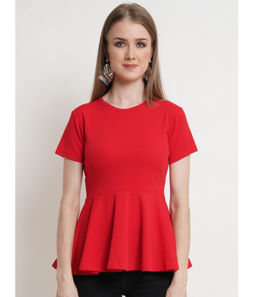     			POPWINGS Red Polyester Women's Peplum Top ( Pack of 1 )