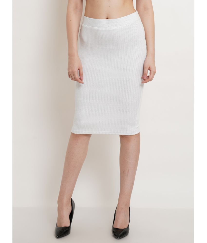    			POPWINGS White Polyester Women's Straight Skirt ( Pack of 1 )