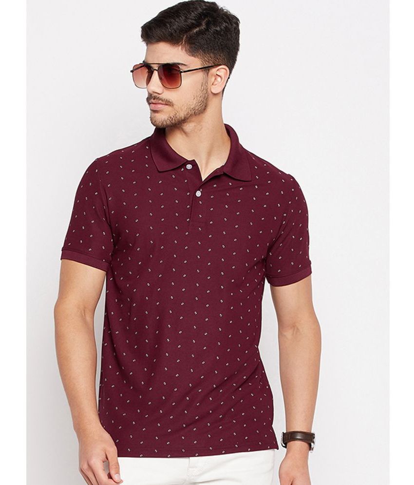     			Riss Polyester Regular Fit Printed Half Sleeves Men's Polo T Shirt - Maroon ( Pack of 1 )