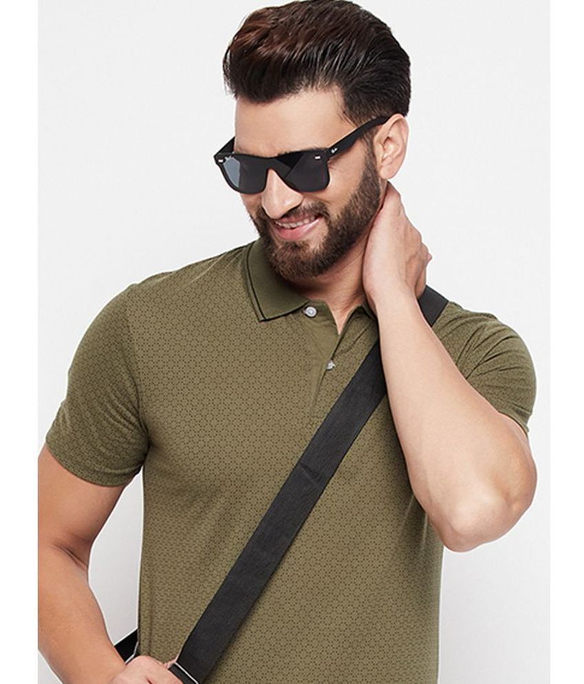     			Riss Polyester Regular Fit Printed Half Sleeves Men's Polo T Shirt - Olive ( Pack of 1 )