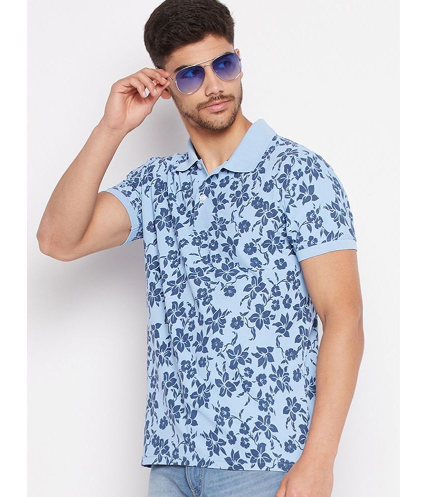     			Riss Polyester Regular Fit Printed Half Sleeves Men's Polo T Shirt - Sky Blue ( Pack of 1 )