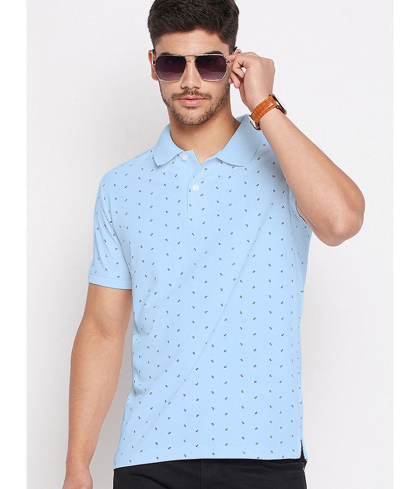     			Riss Polyester Regular Fit Printed Half Sleeves Men's Polo T Shirt - Sky Blue ( Pack of 1 )