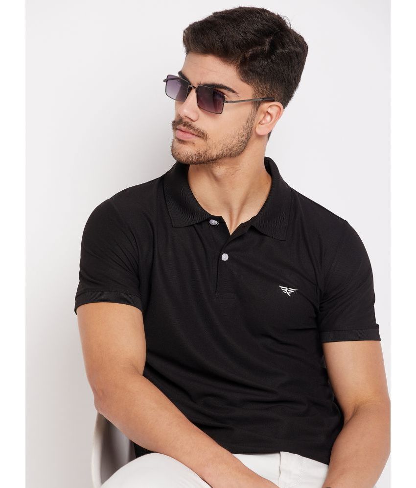     			Riss Polyester Regular Fit Solid Half Sleeves Men's Polo T Shirt - Black ( Pack of 1 )