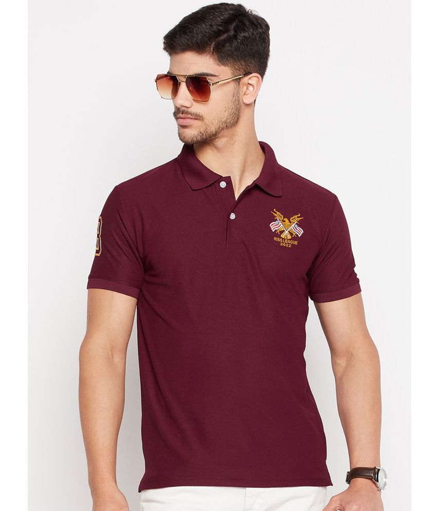     			Riss Pack of 1 Polyester Regular Fit Solid Half Sleeves Men's Polo T Shirt ( Maroon )