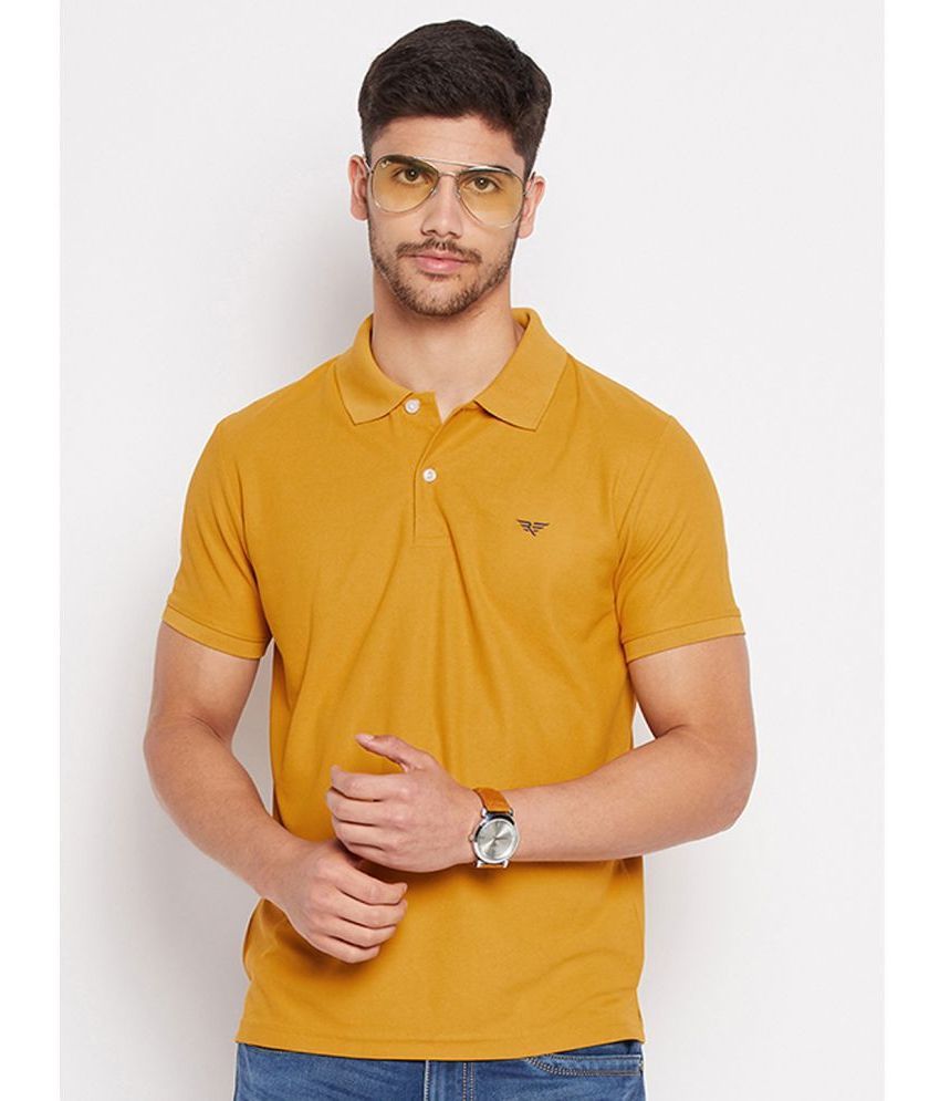     			Riss Polyester Regular Fit Solid Half Sleeves Men's Polo T Shirt - Mustard ( Pack of 1 )