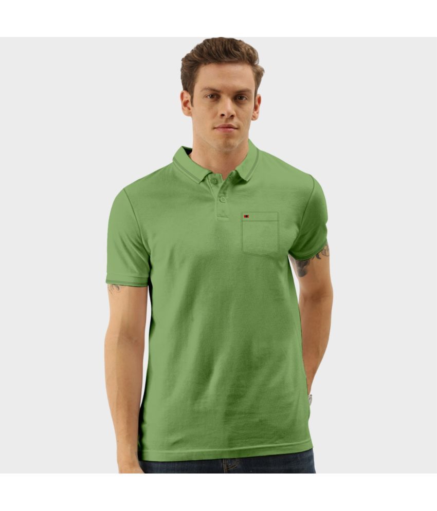     			TAB91 Pack of 1 Cotton Slim Fit Solid Half Sleeves Men's Polo T Shirt ( Lime Green )