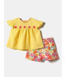 Nauti Nati Yellow & Pink Cotton Baby Girl Top & Shorts ( Pack of 1 )