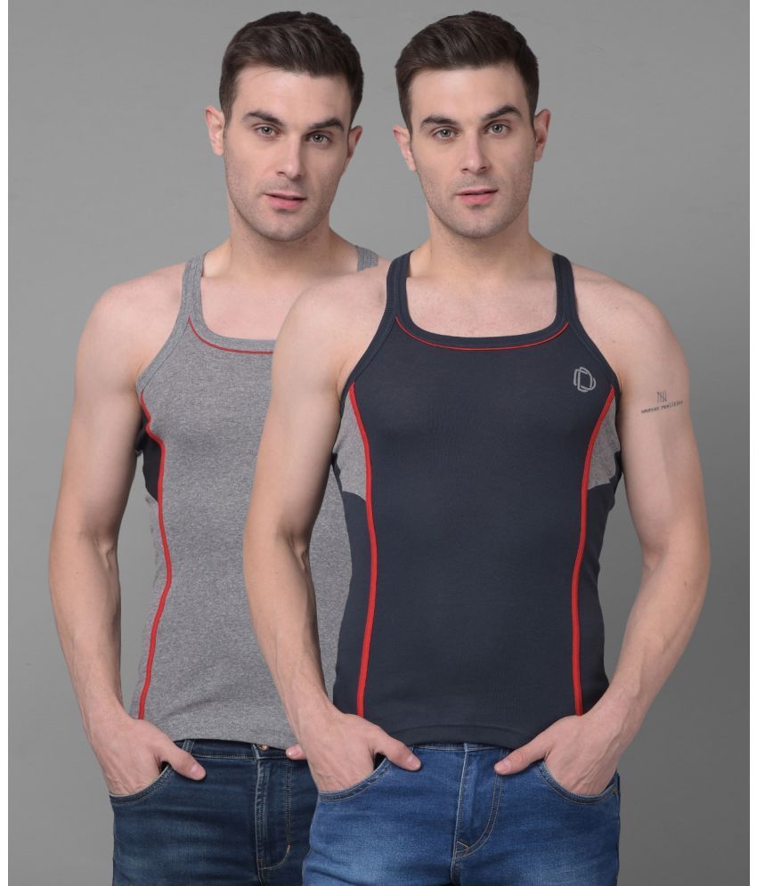     			Pack of 2 Dollar Bigboss Assorted Solid Cotton Blend Men Vest