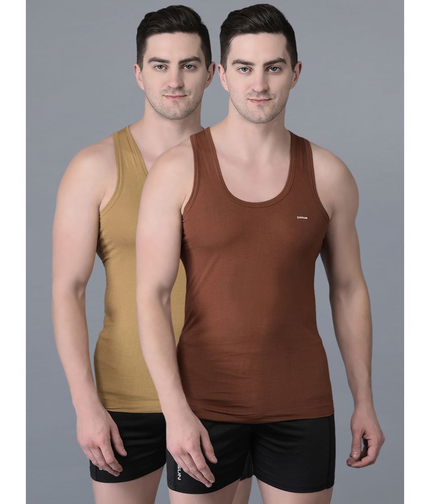     			Pack of 2 Dollar Bigboss Assorted Solid Cotton Blend Men Vest